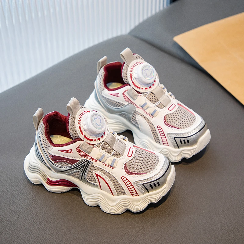 

Модные и популярные кроссовки на мягкой подошве, дышащая толстая детская удобная детская спортивная обувь с сеткой