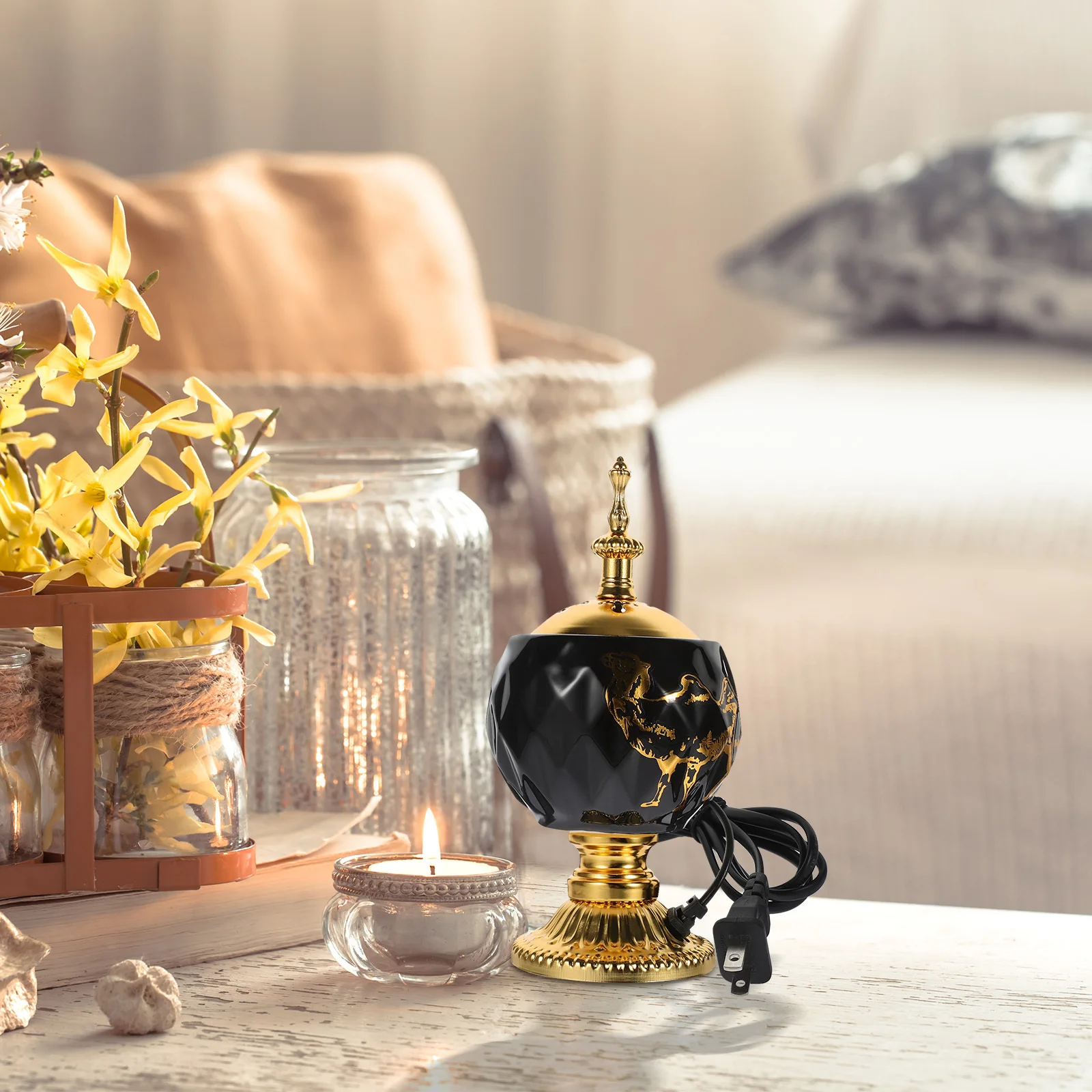 

Electric Incense Burner Aroma Ceramic Stove Arab Table Centerpiece 110V Us Plug Bright Color Good Decoration Effect