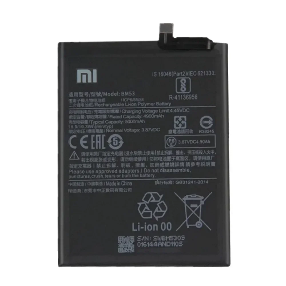 2025 Years 100% Original High Qulity Battery BM53 For Xiaomi Mi 10T / 10T Pro 10TPro Mi10T 5000mAh Phone Replacement Battery