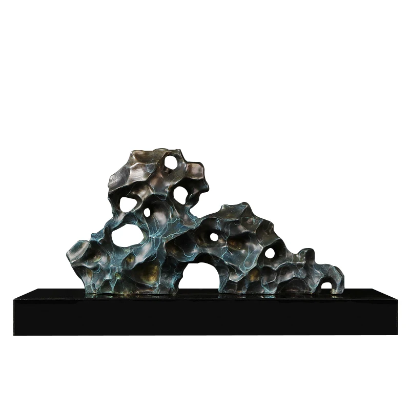 

Copper ornament Taihu stone artwork new Chinese light luxury decoration hotel tea room study room stone appreciation