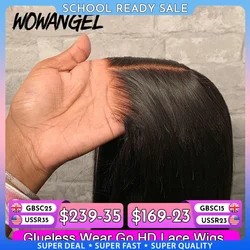 Wow Angel 5x5 Wear Go HD Lace Closure Glueless Wigs 28in Perruque droite malaisienne Perruques humaines pré-plumées Perruque prête à partir pour femme