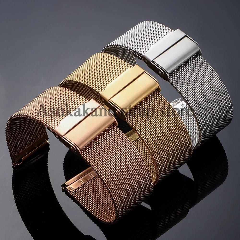 12mm 14mm 16mm 17mm 18mm 19mm 20mm 21mm 22mm 24mm Bracelet 0.6MM Mesh Milanese Watch Strap for DW Steel Men Women Watch Band