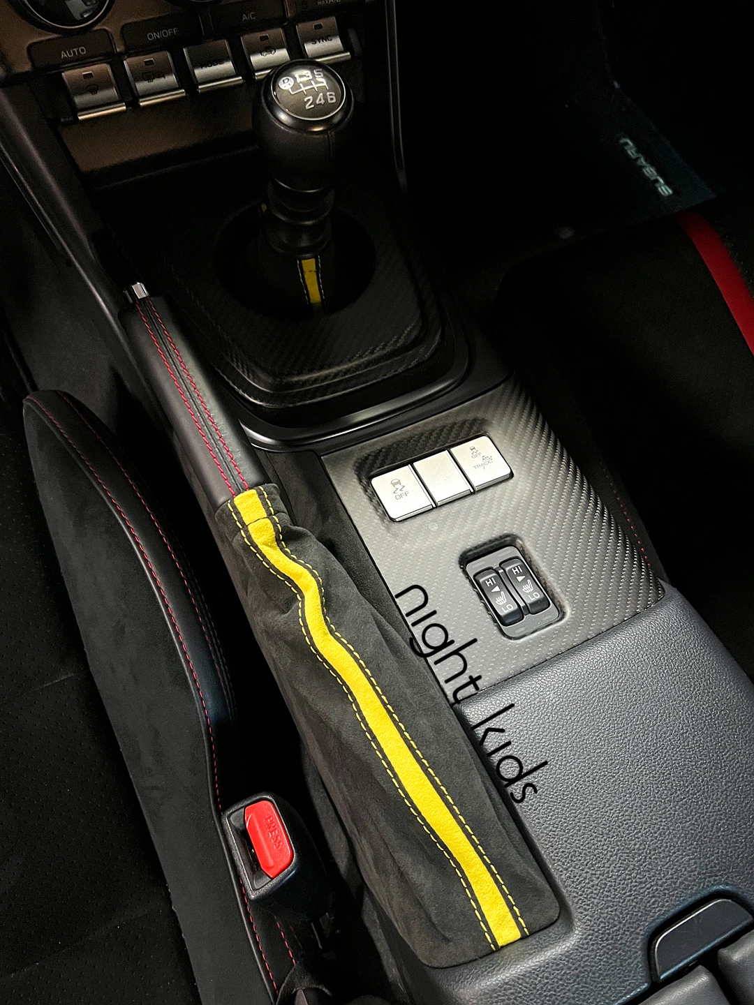 Night Kids for Toyota GR86 Subaru BRZ Alcantara Handbrake Cover 2022-2023 Toyota GR86 Subaru BRZ Conversion Alcantara Interior
