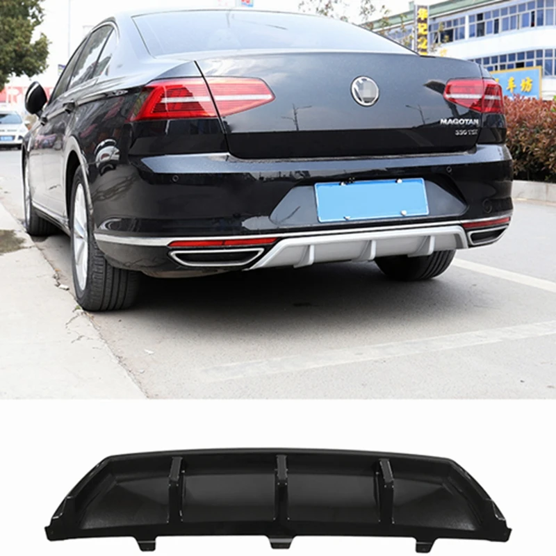 For Volkswagen Passat B8 2017 2018 2019 ABS Black Sliver Rear Bumper Lip Trunk Spoiler Rear Diffuser Protector Car Styling