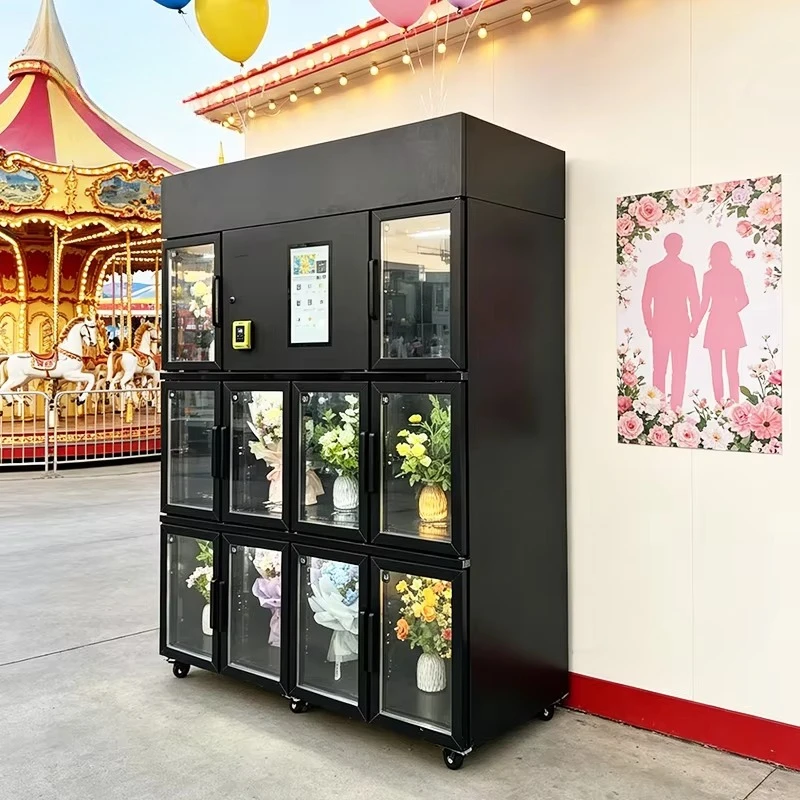 Flower Vending Machine, Automatic Self‑Service Flower Retail Booth, Remote Background Management, Easy Inventory Monitoring