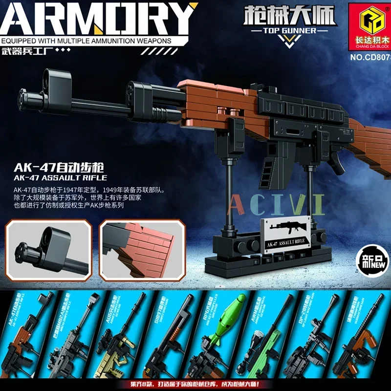 Blocchi di costruzione tecnici giocattoli Pistola AK47 Revolver Submetrico Sniper Barrett WW2 Esercito militare Guerra SWAT Arma Modello per bambini