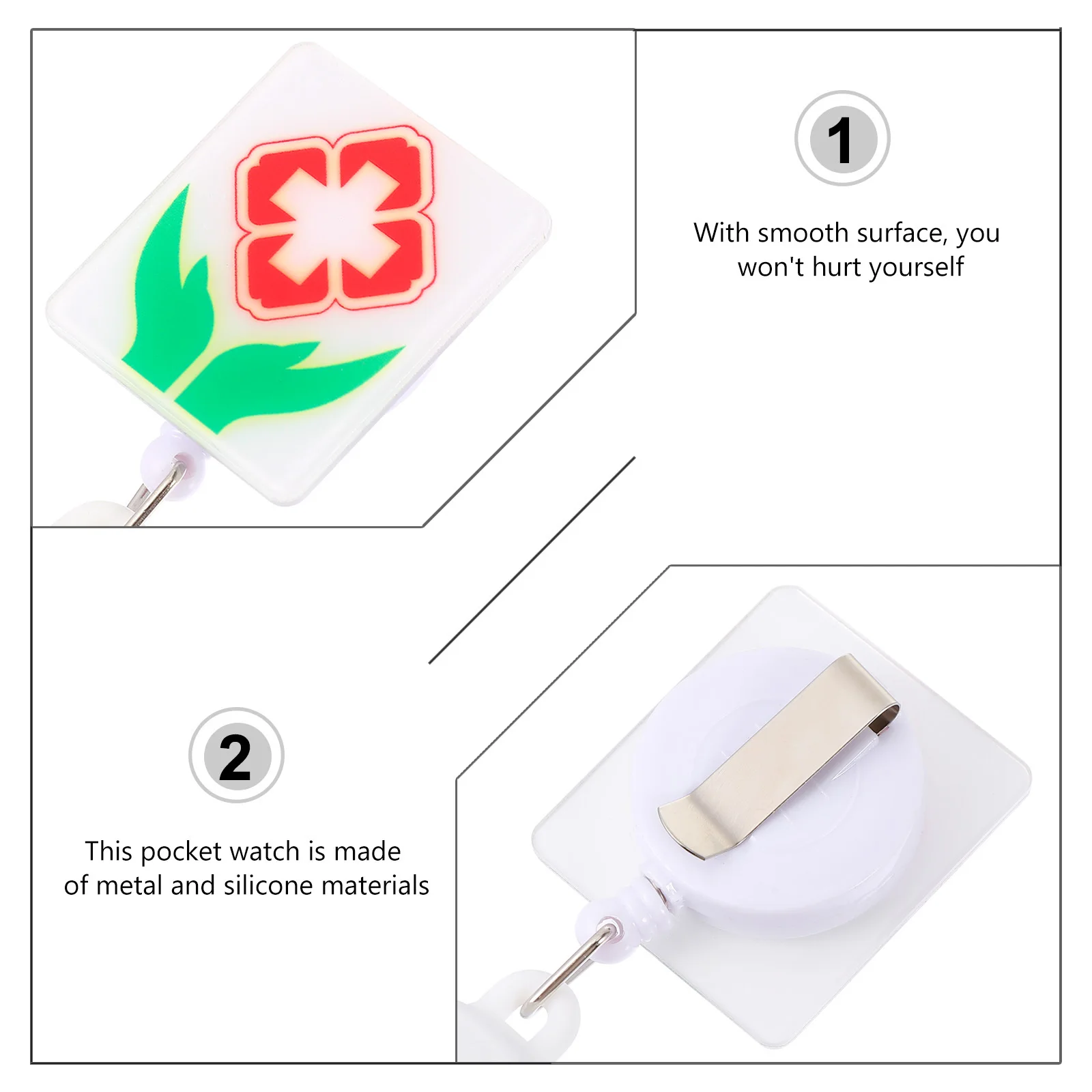 

Digital Nurse Watch Clip on Retractable Metal Silicone Alarm Stopwatch Chronograph Date Week Display Practical Nursing Gift