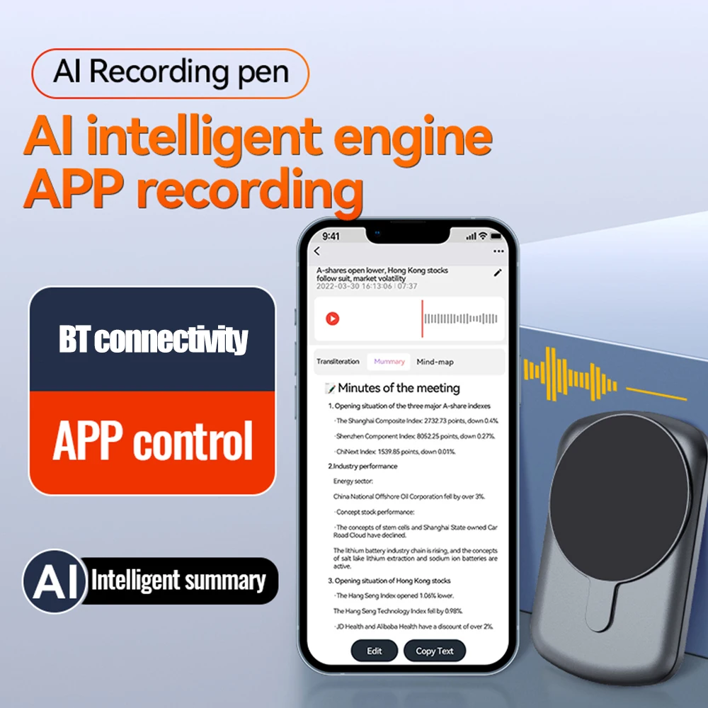 ChatGPT-4 AI Powered Phone Call Recording Mini Voice Recorder APP Control Audio8-128GB Magnetic Dictaphone for IOS Android