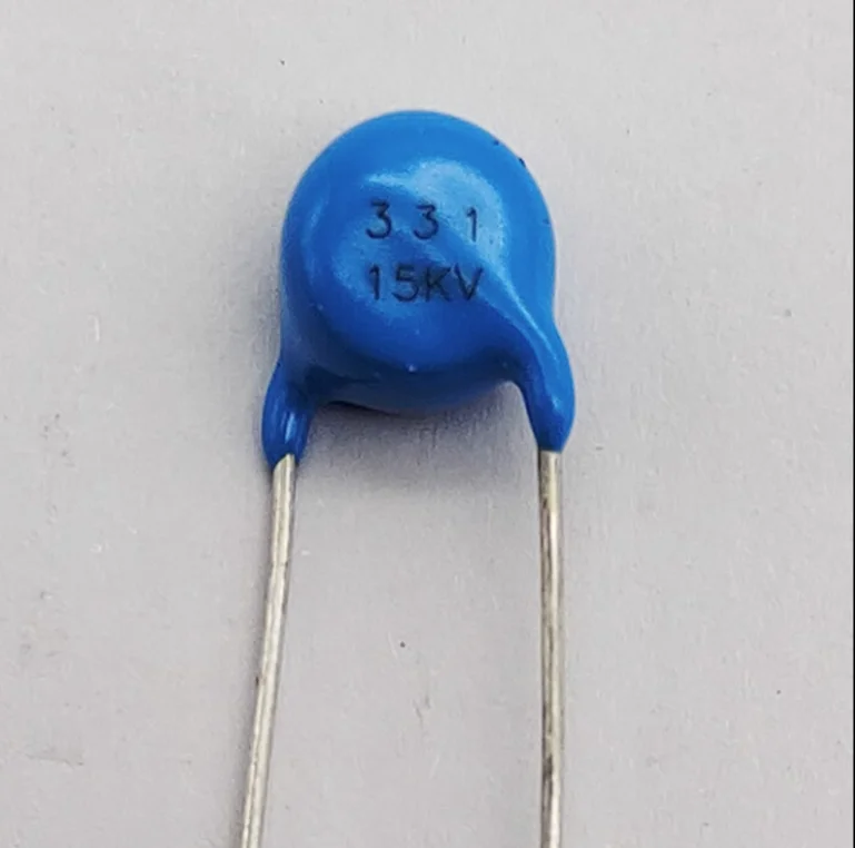 50PCS High voltage blue lead Ceramic capacitor 15KV 331K 330pF X-ray equipment ceramic capacitor