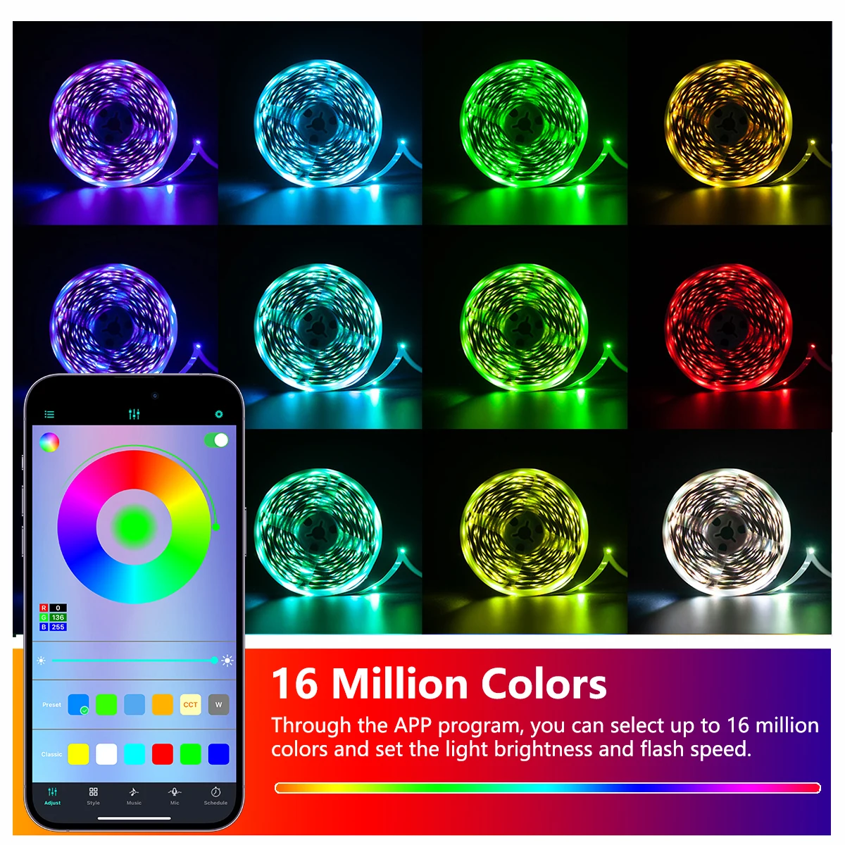 Smart 5V USB LED Strip Lights 24 Key Remote APP Control Music Sync RGB Color Bluetooth for Home Bedroom Decor Game TV Backlight