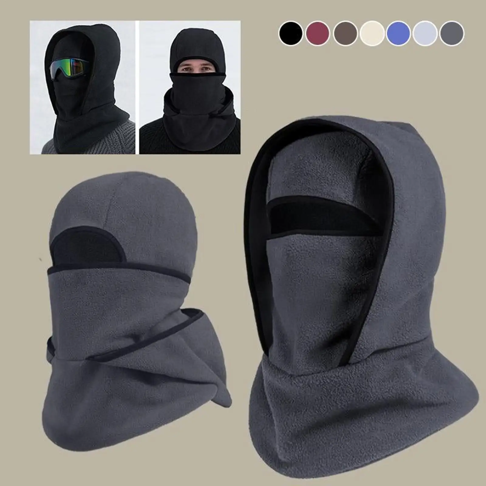 

Windproof Balaclava Face Mask Integrated Hat & Neck Warmer Full Coverage Protection for Extreme Cold, Ski Cycling Riding