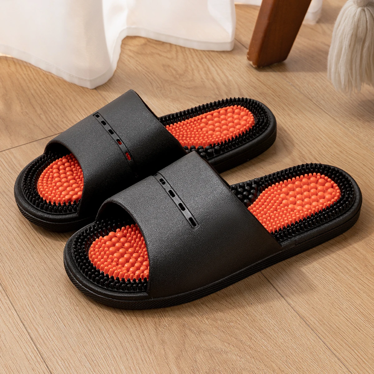PVC Unisex Slippers Massage Wellness Home Slippers Comfortable Breathable Indoor Slippers image 3