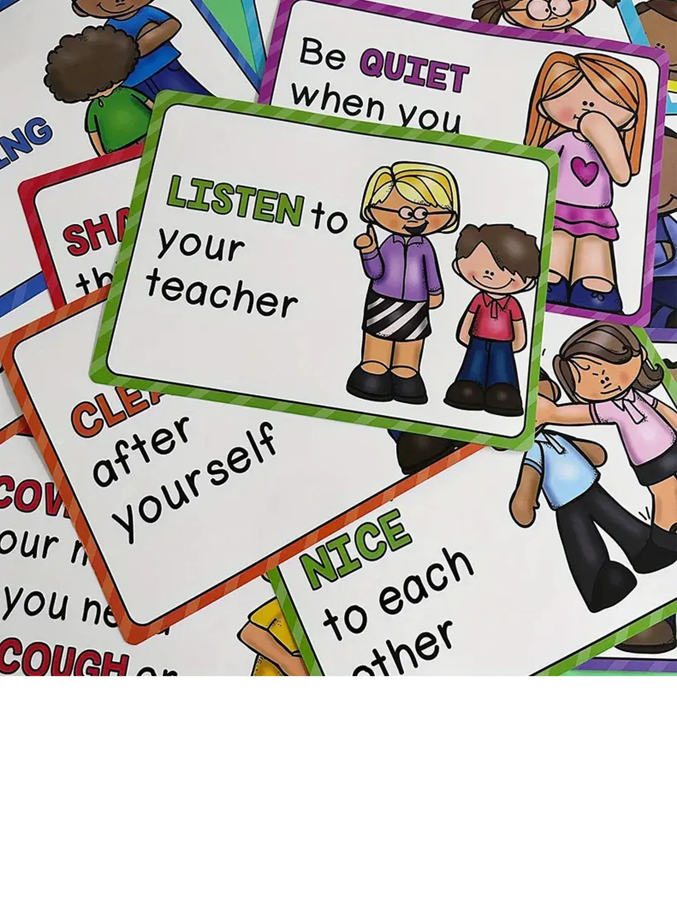 

15pcs Classroom rule posters are perfect for preschool, home, middle school and high school decoration (8 * 10 inches)