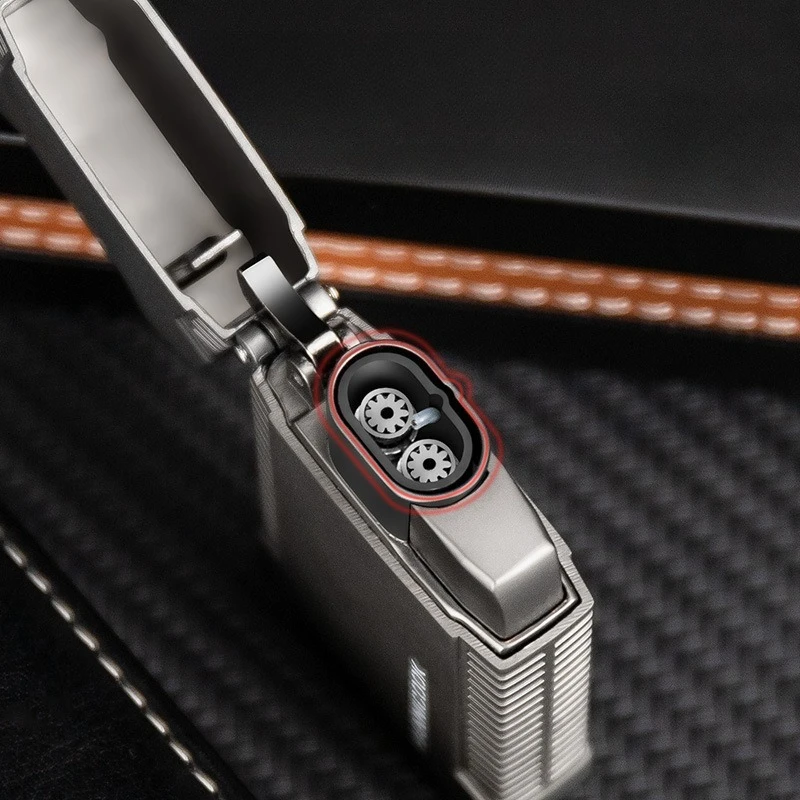 ولاعة جديدة قابلة للنفخ من البيوتان، شعلة مزدوجة مقاومة للرياح لهب أزرق إبداعي ولاعة سيجار بلوري، هدية راقية للرجال