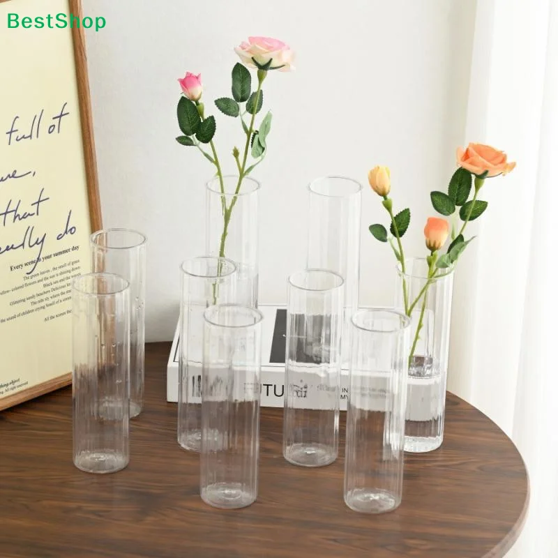 Clear Straight Plastic Vase, Tabletop Centerpiece For Fresh Flowers, Hydroponic Plants, And Florist Shop Floral Display