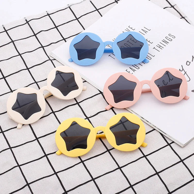 

New children's round frame five pointed star Sunglasses personality decoration baby fashion lovely sunshade color