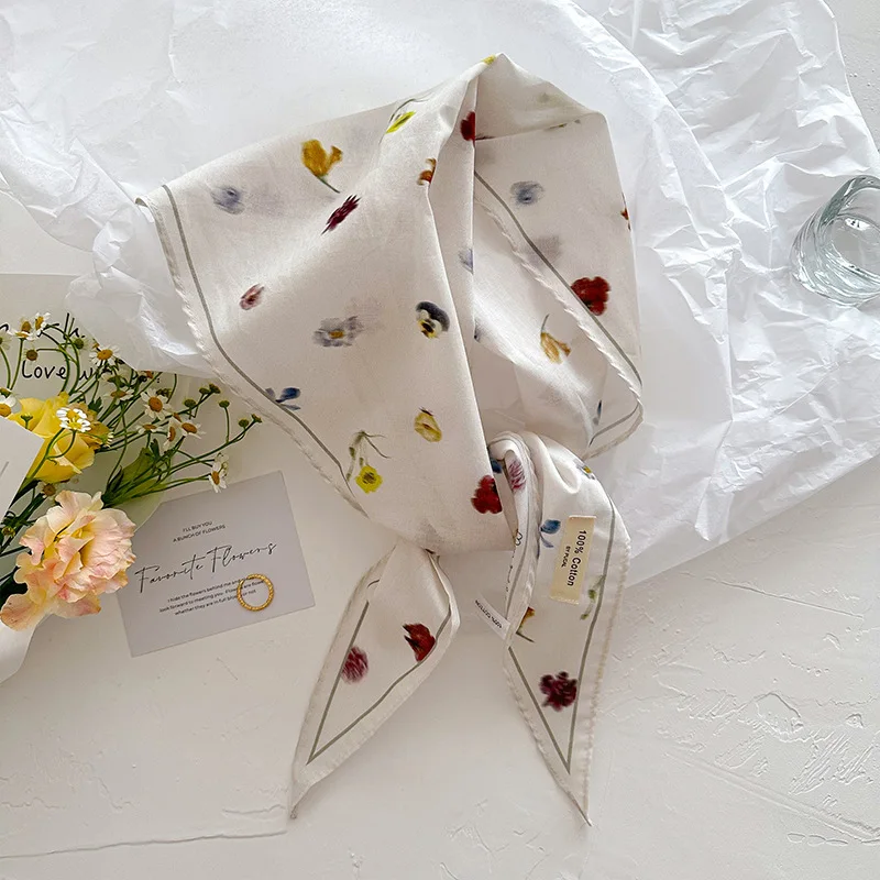 Double Sided Long Square Scarf Versatile Lightweight Soft Fabric Neck Wrap Wrist Tie Hair Bandana for Women Spring Fall Daily