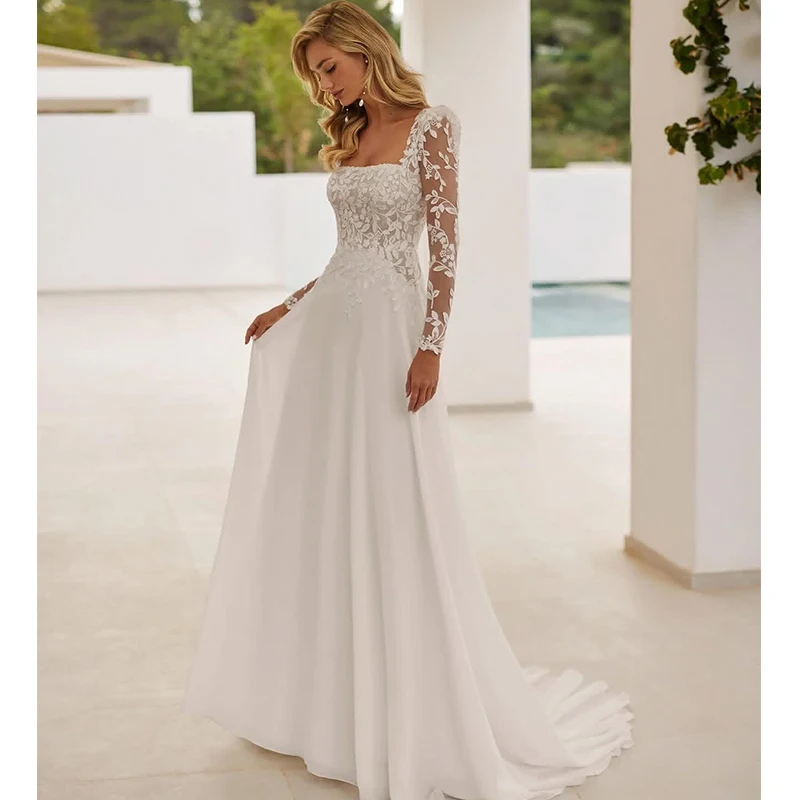 Boho Wedding Dress Organza With Embroidery Lace A-Line Floor Length Ball Gown V-Neck Sleeveless Customized Beach Robe De Mariee