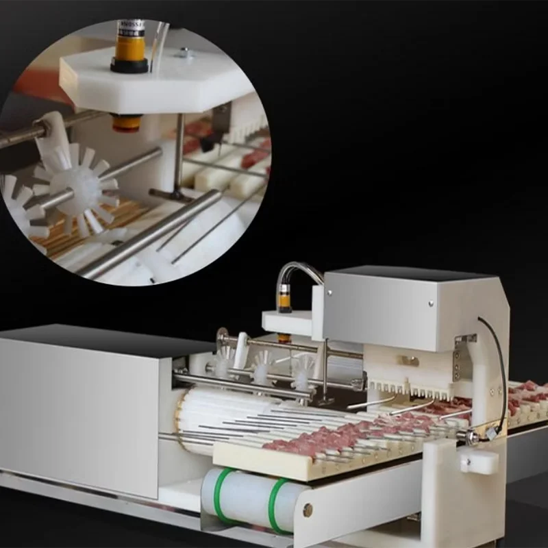 220V/110V Universal Pneumatic Skewer Machine High Efficiency   Automatic Kebab Skewer Wearing Machine