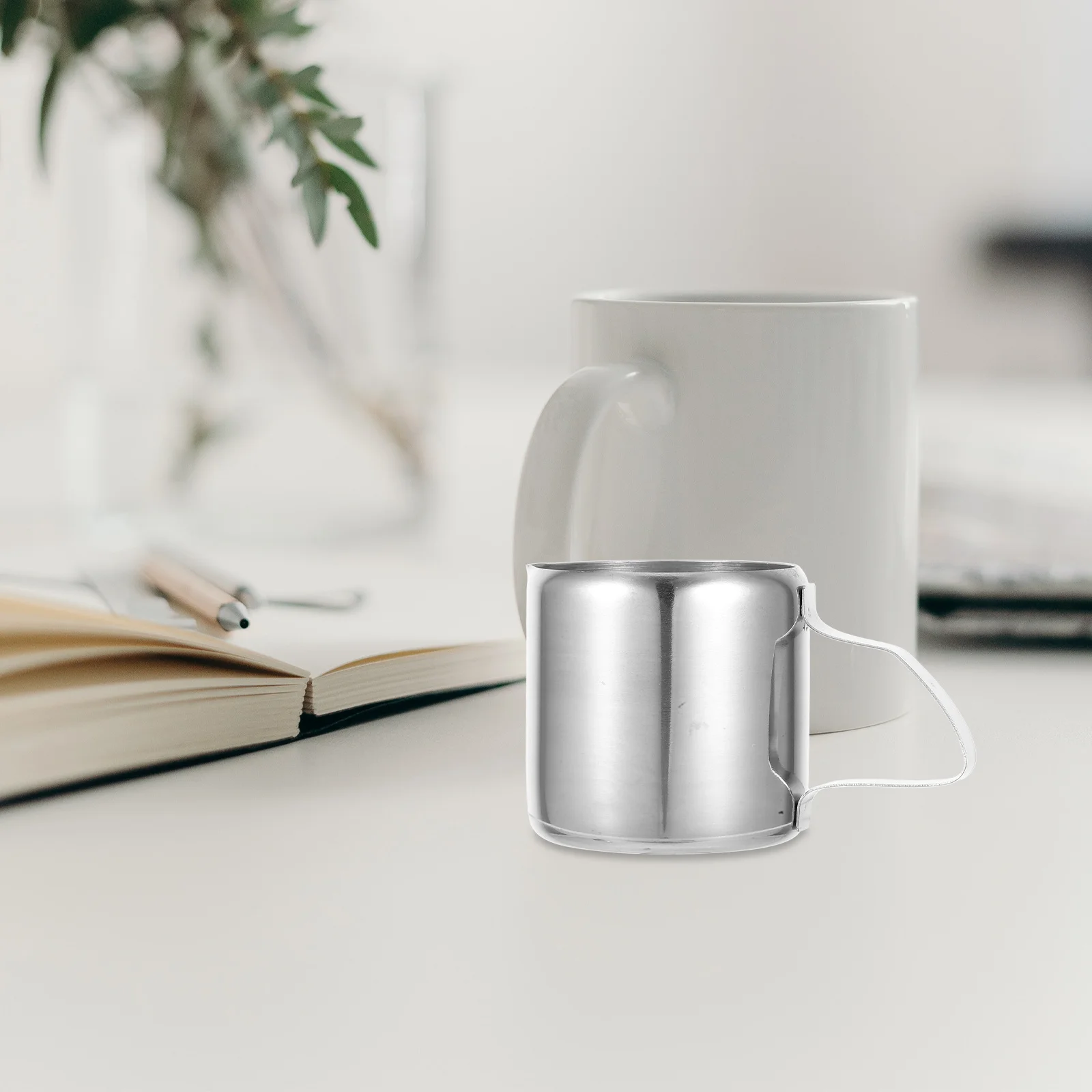 

2pcs Milk Frothing Pitcher Stainless Steel 90Ml Coffee Latte Art Tool For Home Office Creamer Container Jug