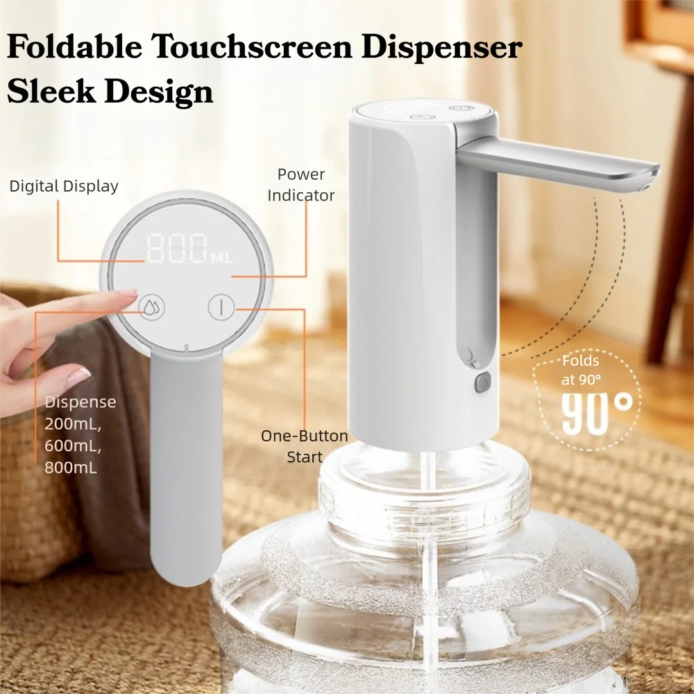 USB Rechargeable Automatic Water Foldable Digital Display Water Bottle Dispenser Pump 3-speed Adjustment Water Dispenser