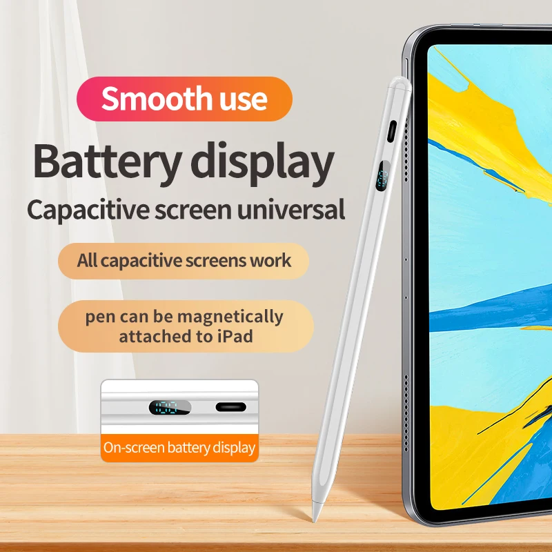 RD K12 ユニバーサル磁気静電容量式ペン - iPad/Android/Windowsデバイス対応、低遅延、バッテリー残量表示