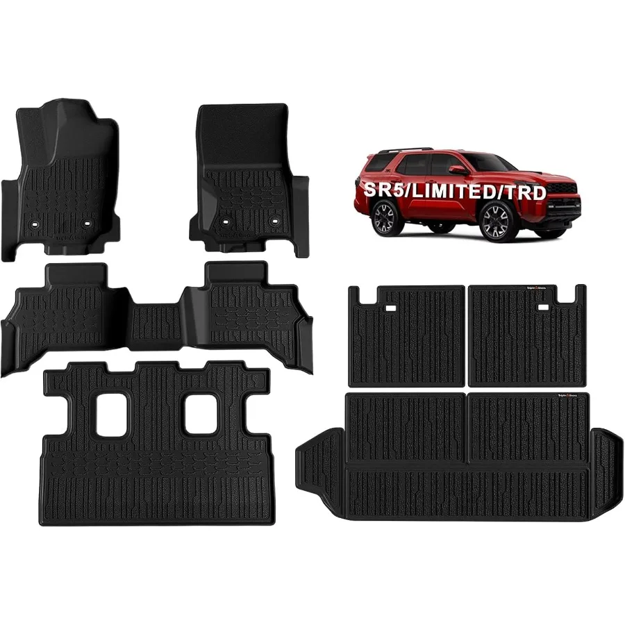 

AllWeather TPE Floor Mats Trunk Mat and Rear Seatback Cover for 2025 4Runner 6th Generation 7Seater Model Custom Fit HeavyDuty