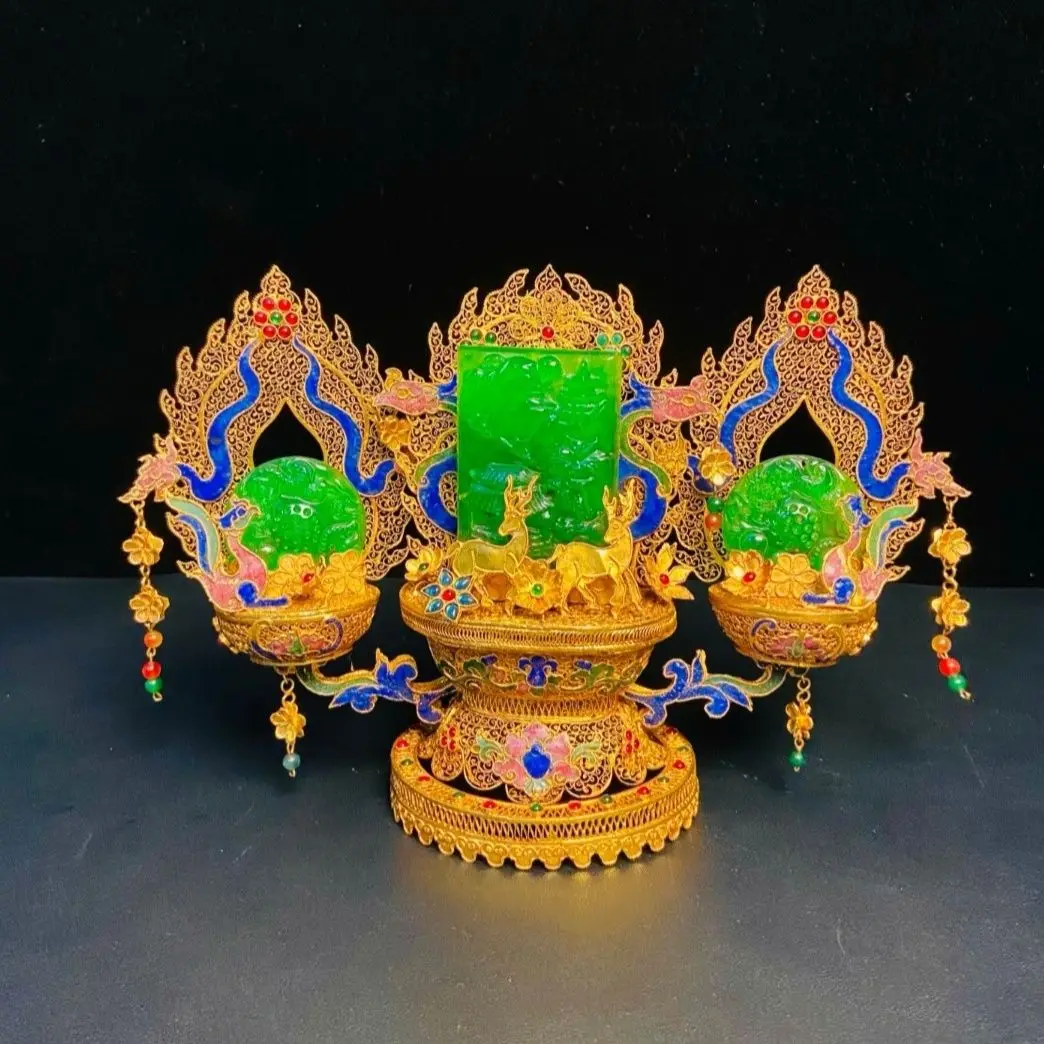 Jade ornament filigree inlaid cloisonne pure hand-woven collection