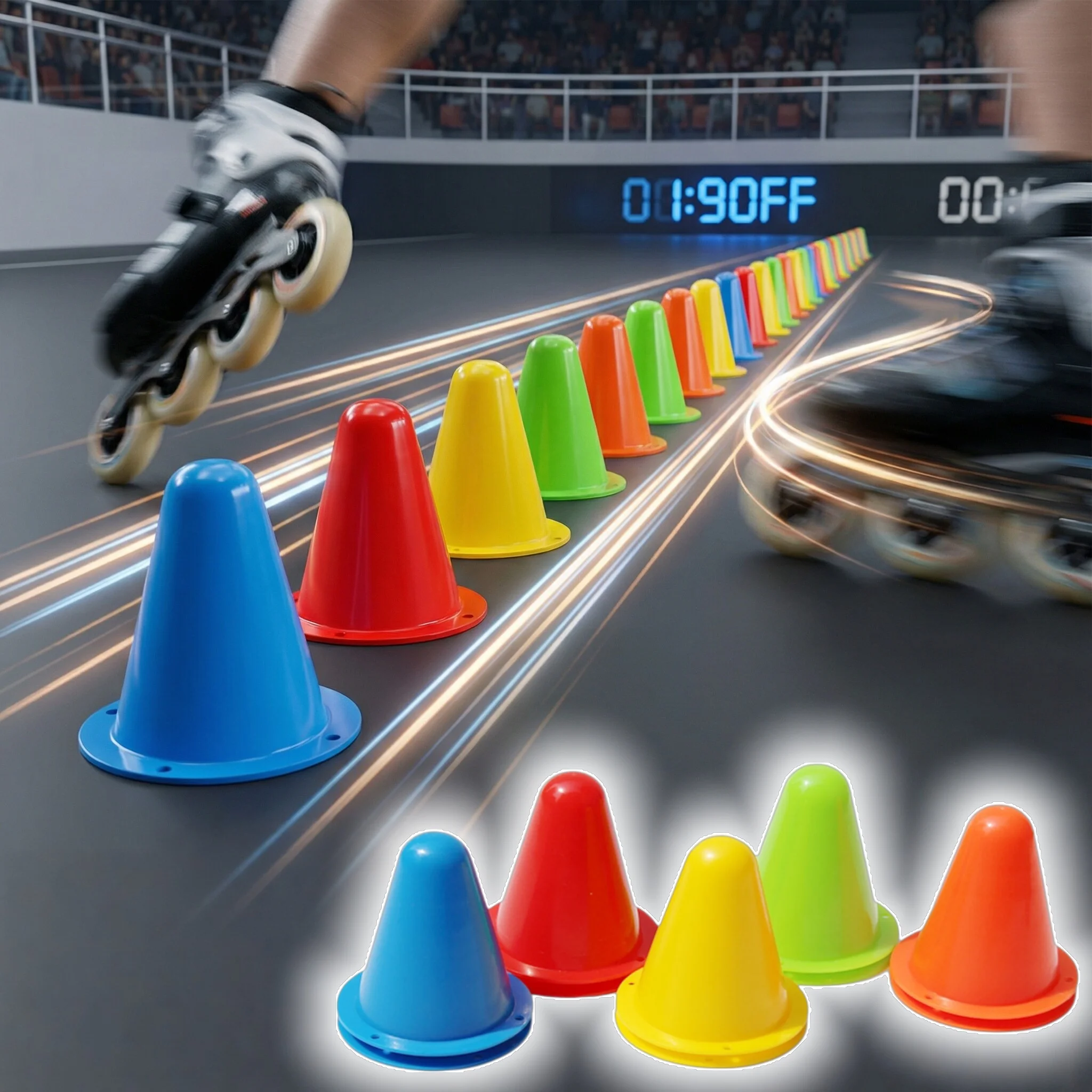 

Colorful Roller Skating Training Cones Durable Plastic Slalom Markers for Skateboarding Soccer Agility Practice and Sports
