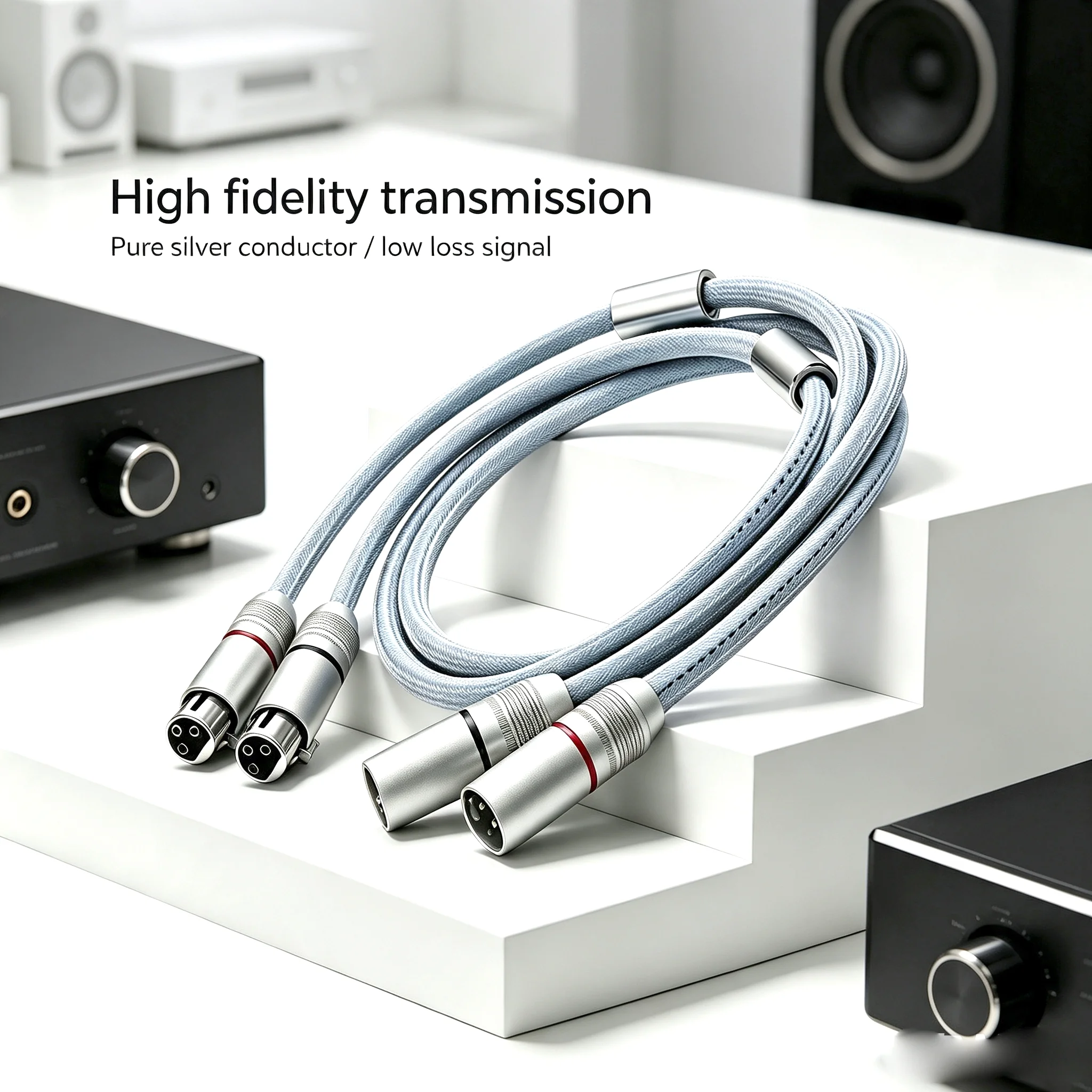 Pair Pure Silver RCA Signal Cable 5N Pure Sterling Silver RCA Cables Analog Interconnects RCA Audio Cable