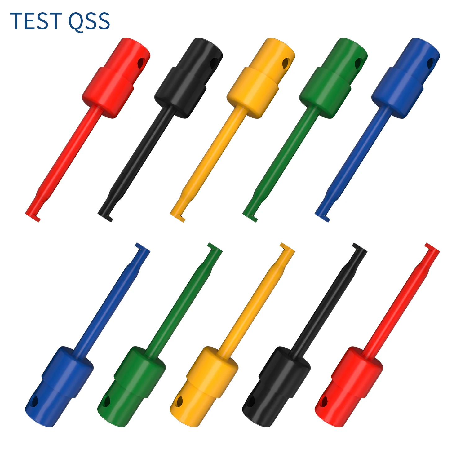 QSS 10PCS SMD IC Test Hook Clips Mini Copper Grabbers for Multimeter Electrical Test Leads Tools DIY Accessories