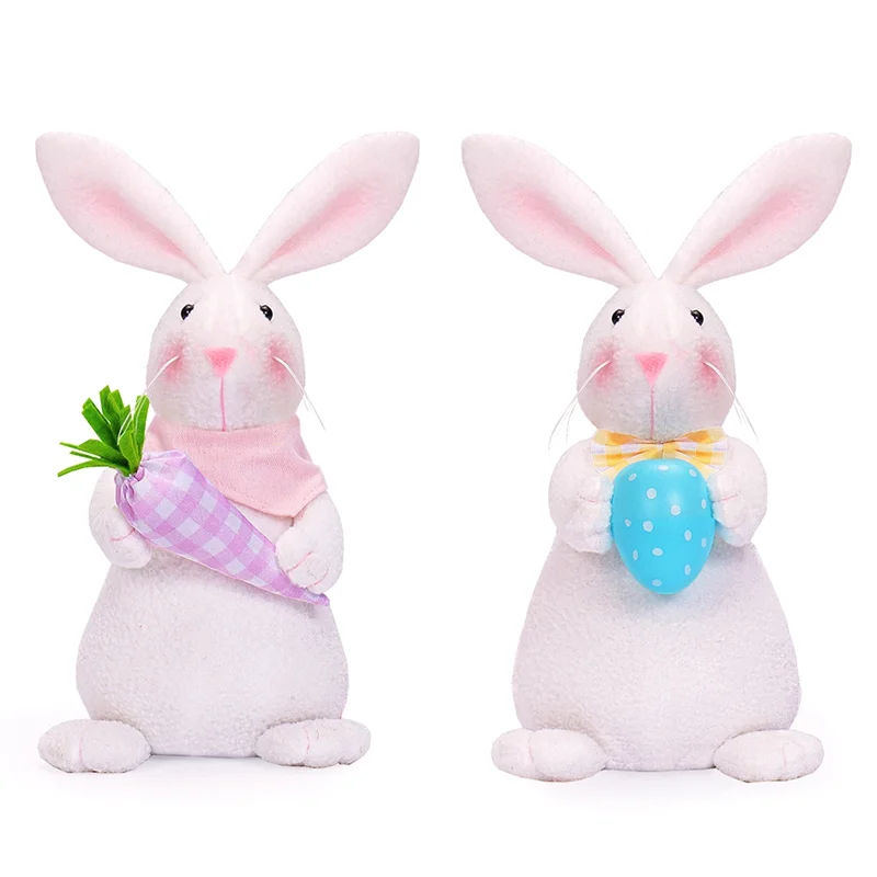 Décorations de pâques de printemps, décorations de lapin de pâques, Figurine de lapin en peluche, cadeaux de pâques pour plateau à plusieurs niveaux, décoration de maison