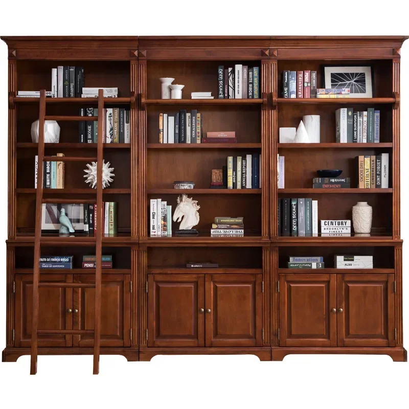 American country solid wood retro old combination bookcase modern design oak quality high-end