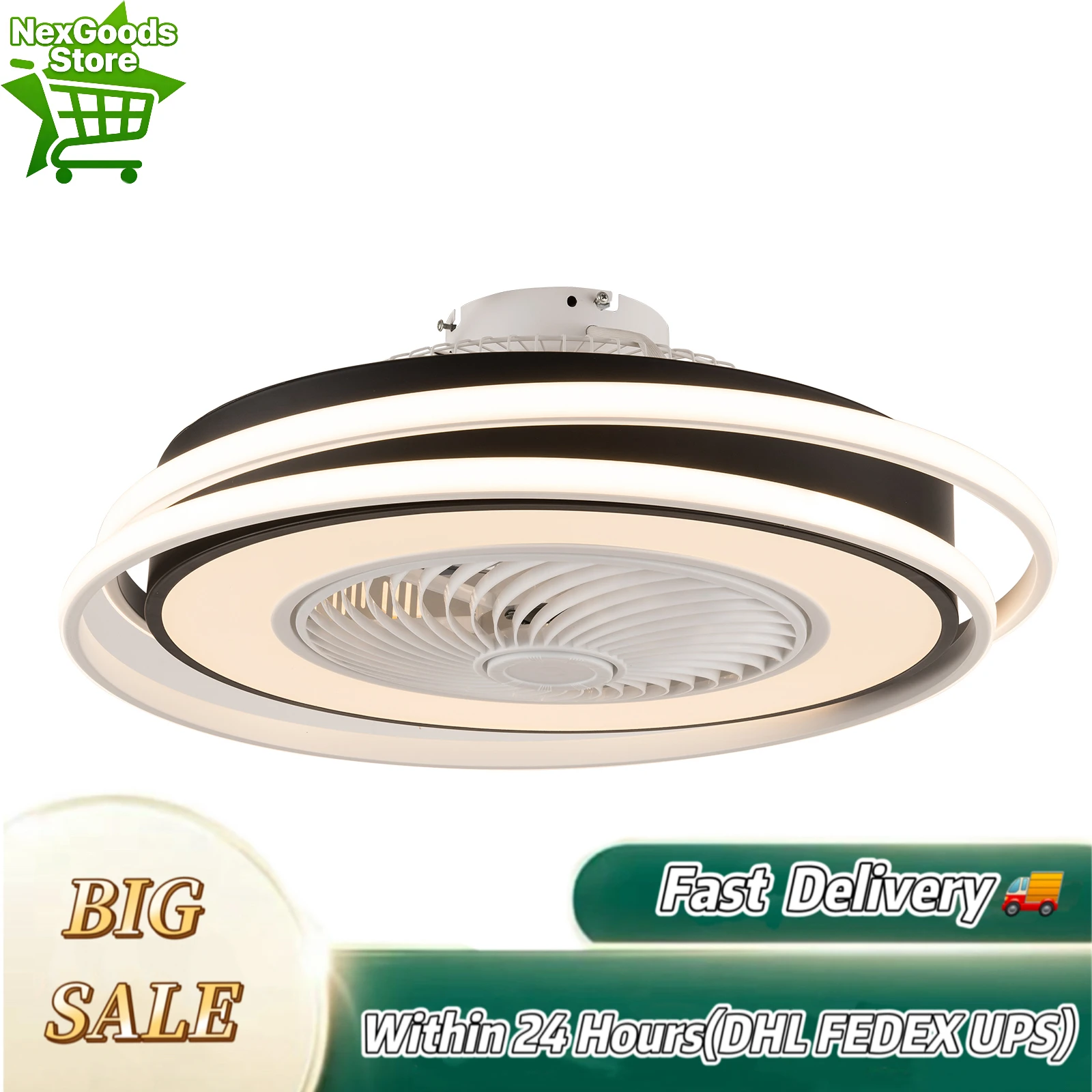 

22'' Ceiling Fan Light with Remote Control 3 Colors Adjustable Modern Ceiling Fan with Light for Bedroom, Living Room, Kitchen