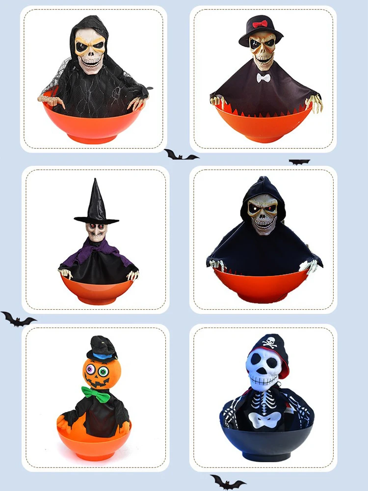 할로윈 캔디 그릇, 움직이는 할로윈 캔디 그릇, 눈이 빛나고 소리가 나는 유령 과일 그릇