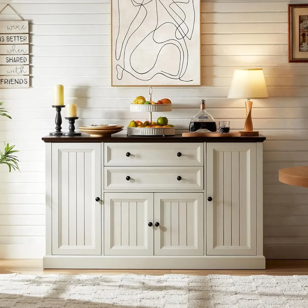 Buffet Cabinet with Storage, Wood Rustic Sideboard Buffet Cabinet for Dinning Room, Kitchen