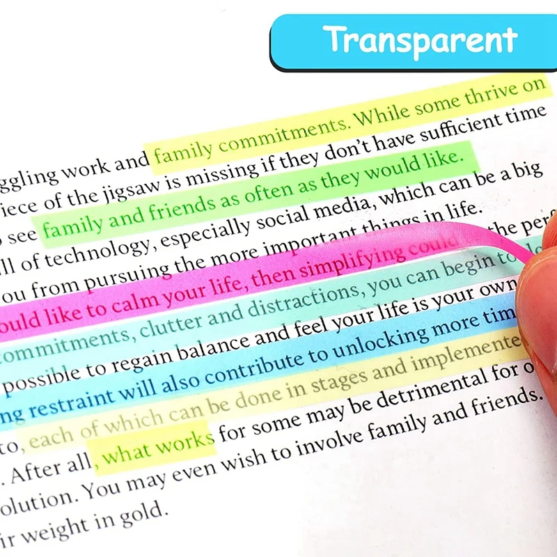1280 pezzi di nastro evidenziatore trasparente appiccicoso lungo pagina marcatori linguette lunghe strisce fluorescenti
