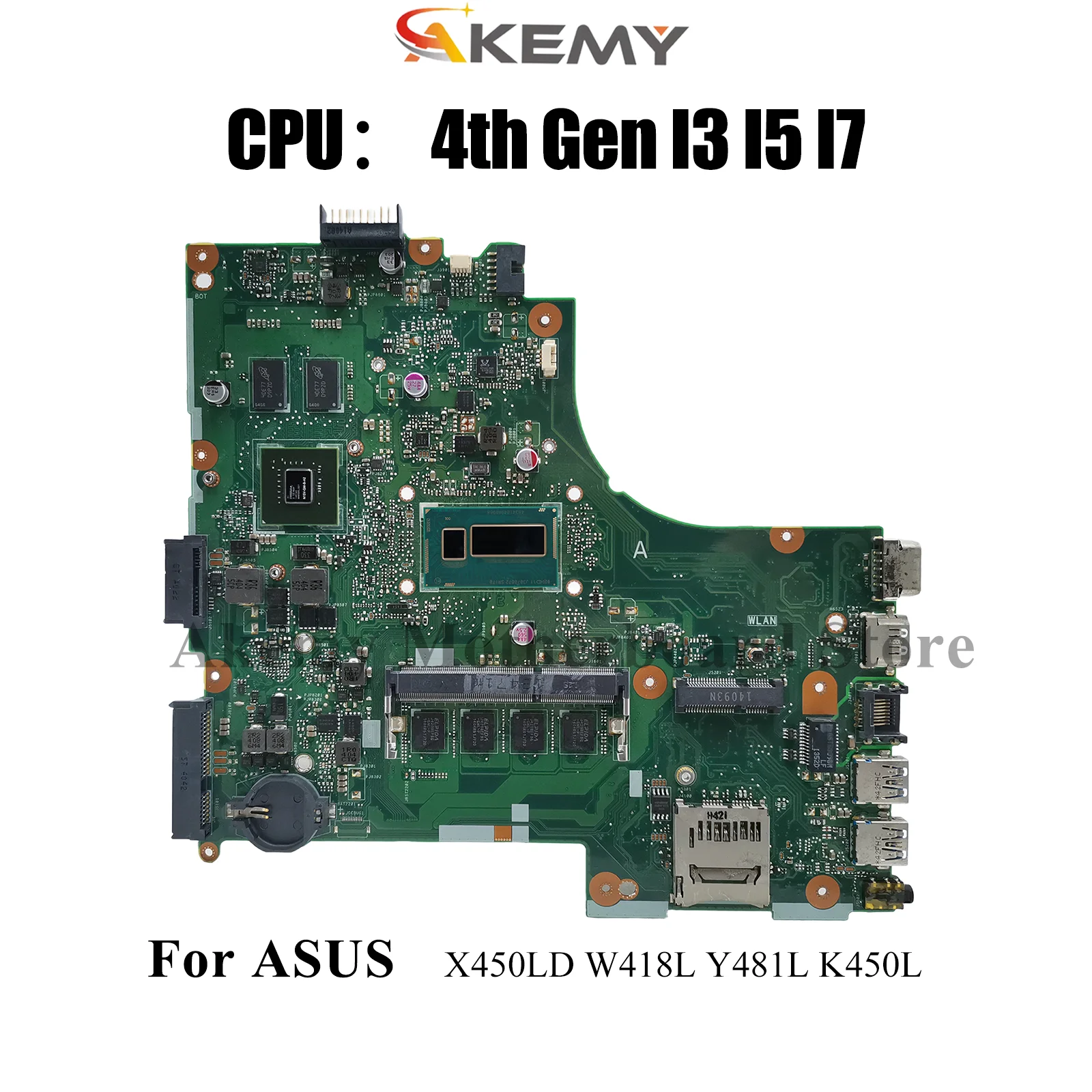 

X450LD Материнская плата для ноутбука ASUS X450LD K450L X450LB R409L X450LN X450LC R412L Y481L VM480L X450L W418L Материнская плата I3 I5 I7 CPU