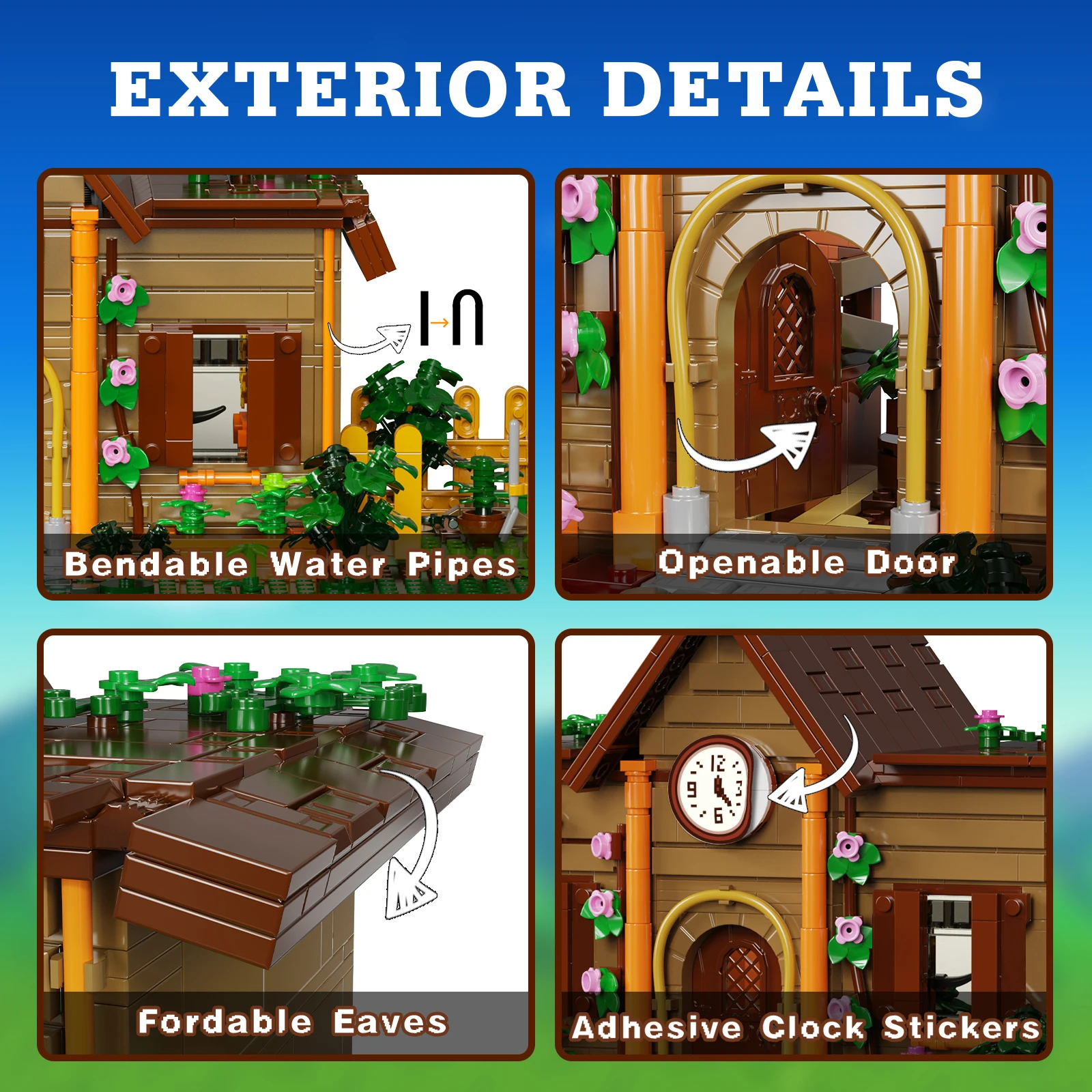 NUOVO gioco a tema Stardewed Farm Valley Flower House Building Blocks Serra Community City Street View Model Kit regalo per bambini