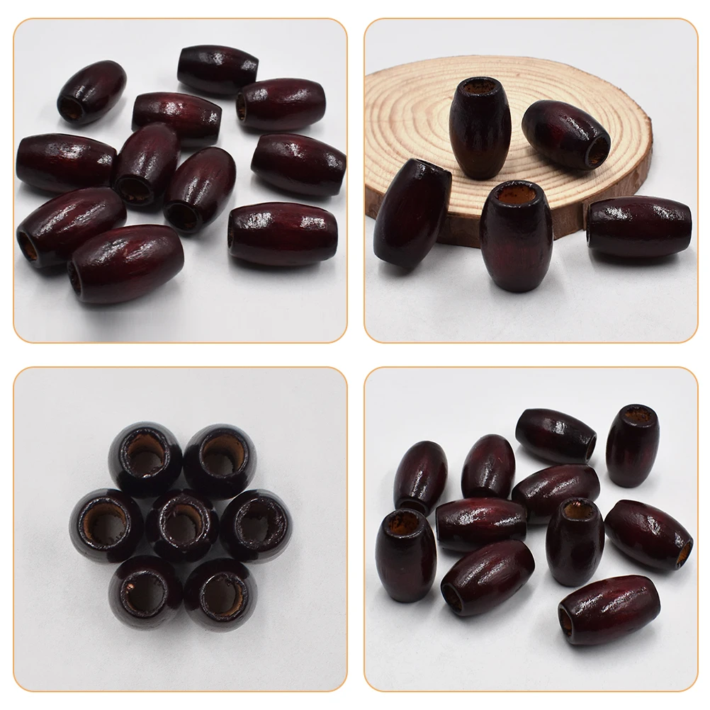 

50pcs Wooden Beads 30x20mm Burgundy Oval Shaped for DIY Crafts Jewelry Making Projects Bracelets Necklace Earrings Anklets
