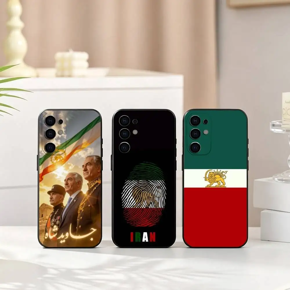 L-Lion Flag of Iran Lion and Sun Phone Case Black Silicone Soft For Samsung S25,S24,S21,S22,S23,S30,Ultra,S20,Plus,Fe,Lite