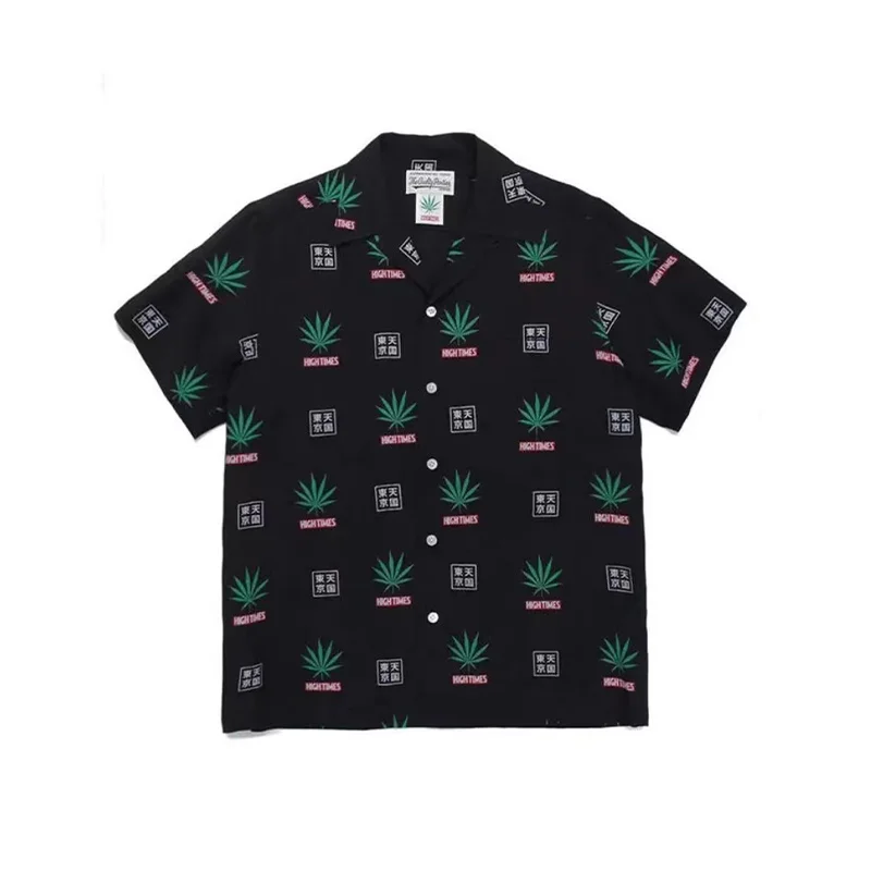 WACKO MARIA Heaven Tokyo Print Short Sleeve Shirt Best Quality Summer Brand Mens Womens Hawaii Shirt Tops