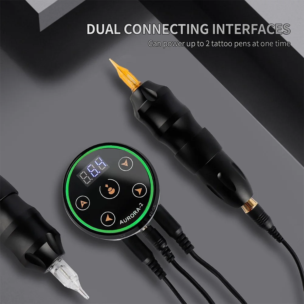 Aurora-2 Tattoo Pen Power Supply Mini LCD Display Tattoo Power Supply Daul Mode Switching RGB Colorful Light with Adapter