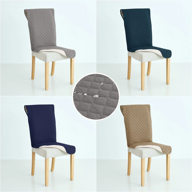 1PC Jacquard Dining Chair Cover Quilted Seat Cover with Elastic Strap Water Repellent Back Chair Slipcover for Hotel Home Office