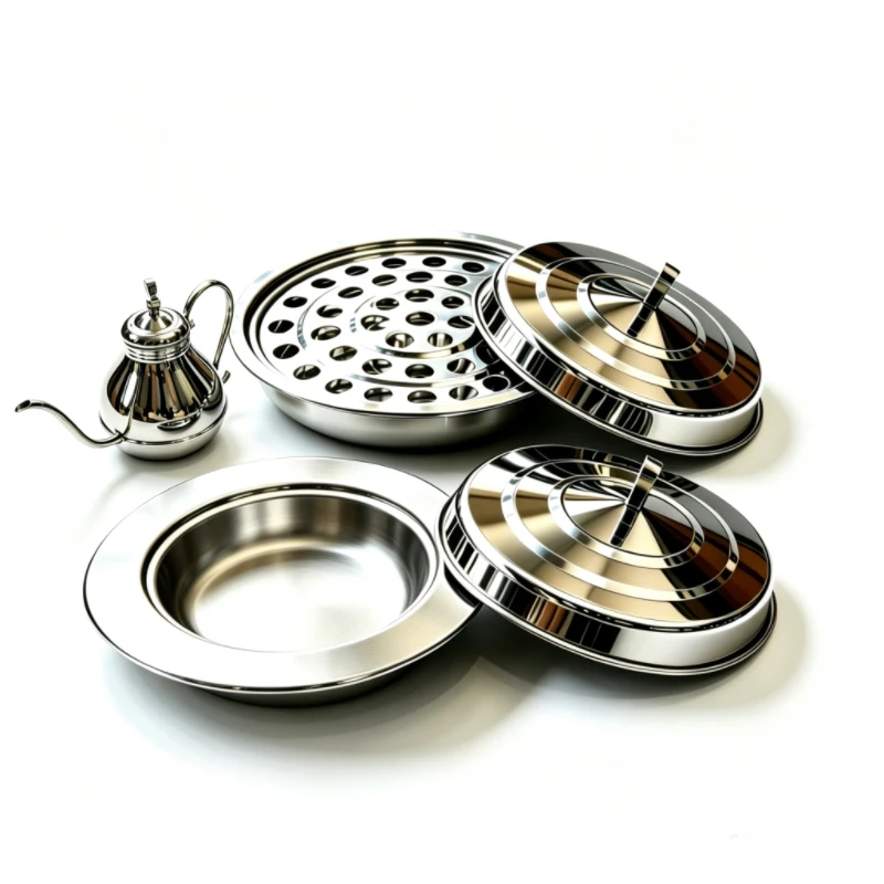 Elegant Tableware Set Stainless Steel Communion Tray, Flagon Pitcher - Perfect for Banquets, Gathering Chalices Tray Plate