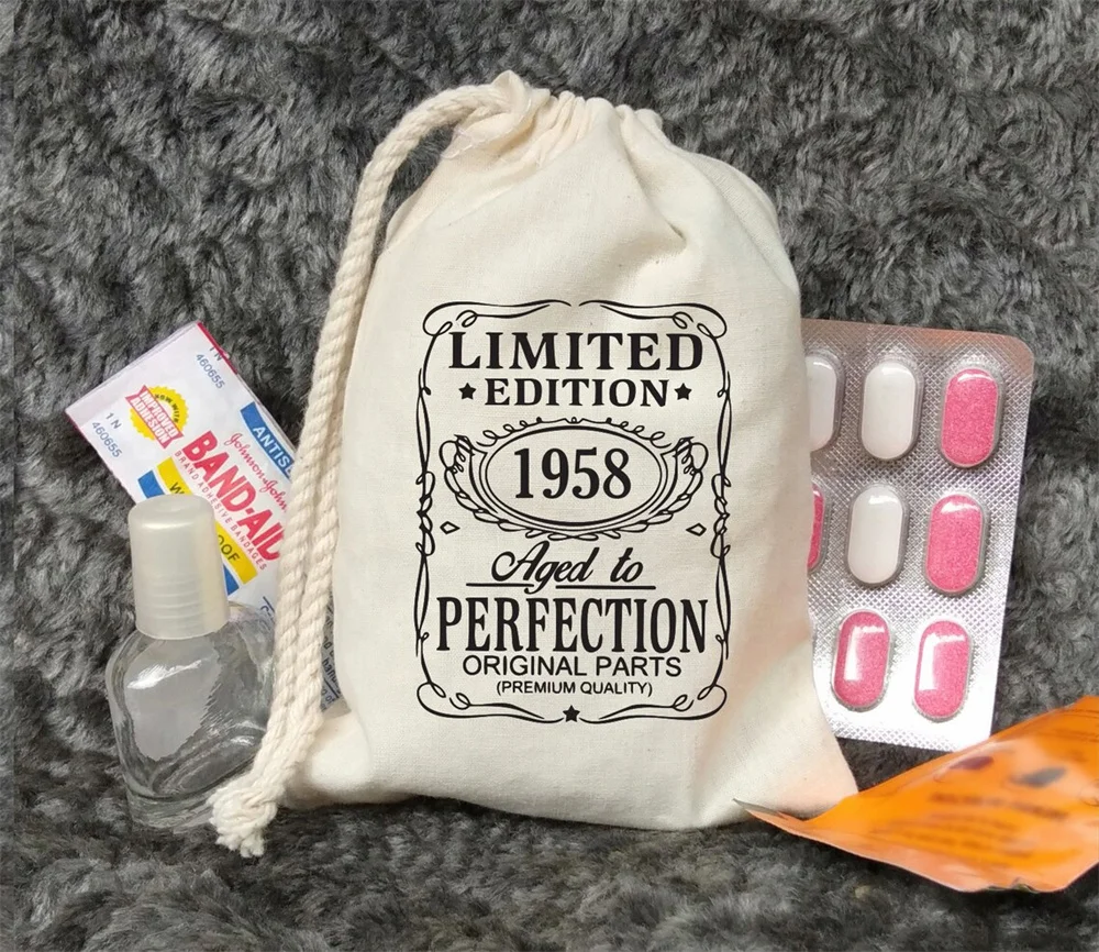 25PCS Aged to perfection Limited edition vintage Birthday Favor Bags 20th 30th 40th 50th 60th 70th Birthday bag Custom Printed H