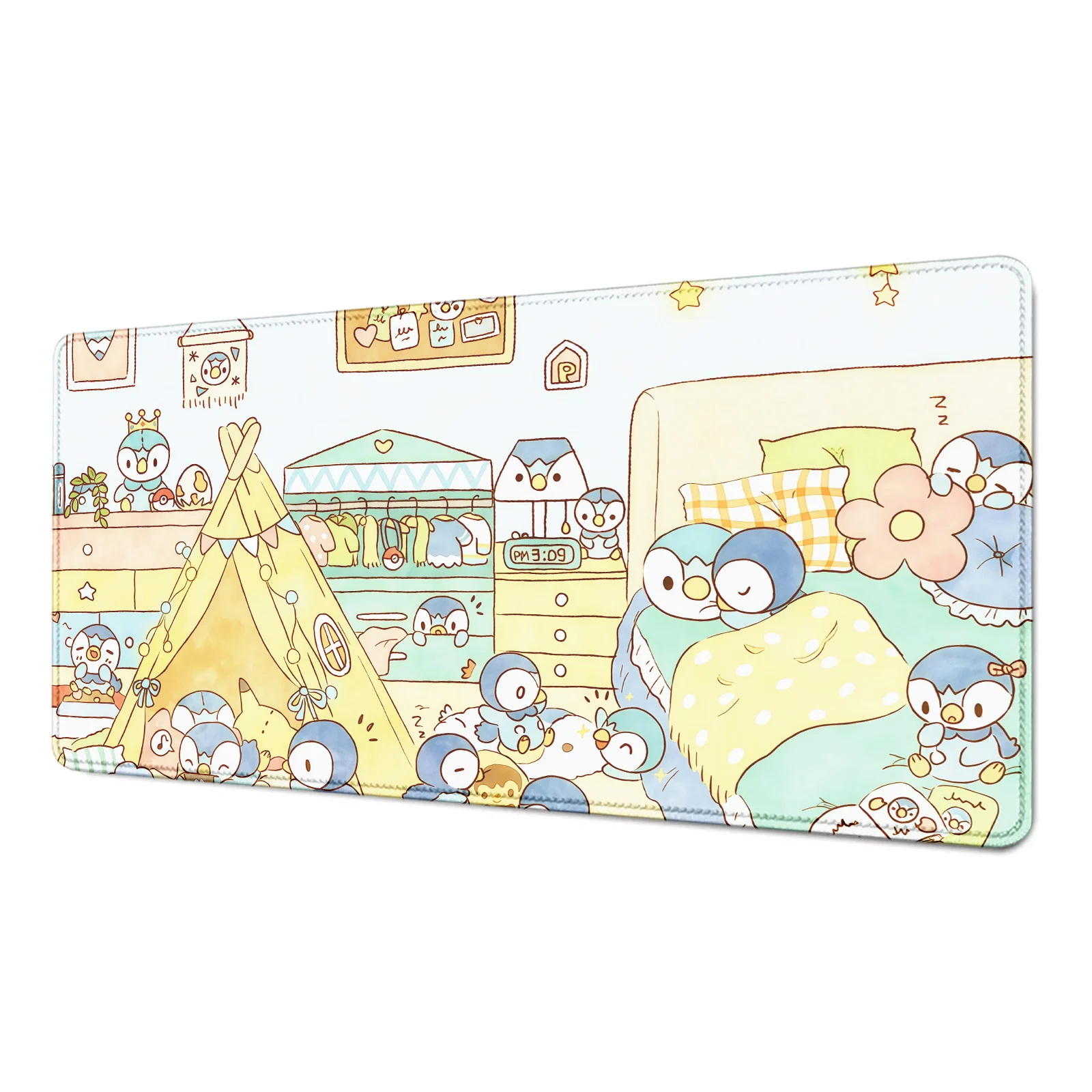 Antypoślizgowa gumowa podkładka pod klawiaturę laptopa dla graczy e-sportowych P-Pokemon Piplup Duża podkładka pod mysz do biura Anime Dywanik na biurko 900x400mm — zdjęcie produktu 7