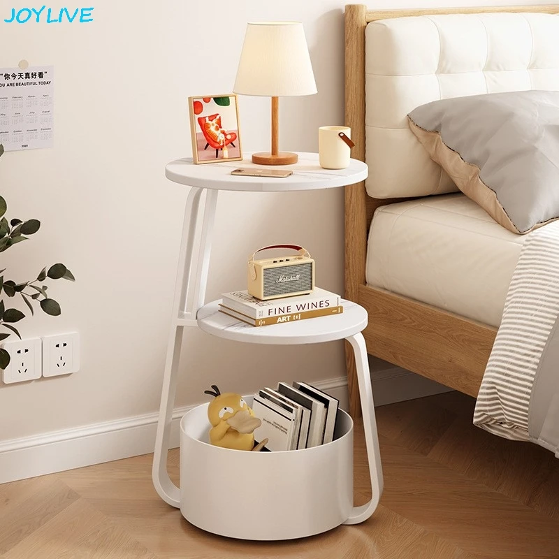 

Современный минималистичный дизайн, используемый в качестве гостиной, угловой спальни, прикроватный передвижной маленький круглый столик, креативный маленький боковой диван-столик