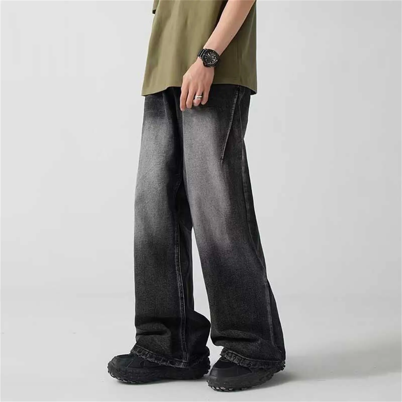 

Hip Hop Men's High Street Jeans Spring And Summer Trendy Retro Hip Hop Denim Pants Loose Wide Leg Full Length Flared Jean Pants