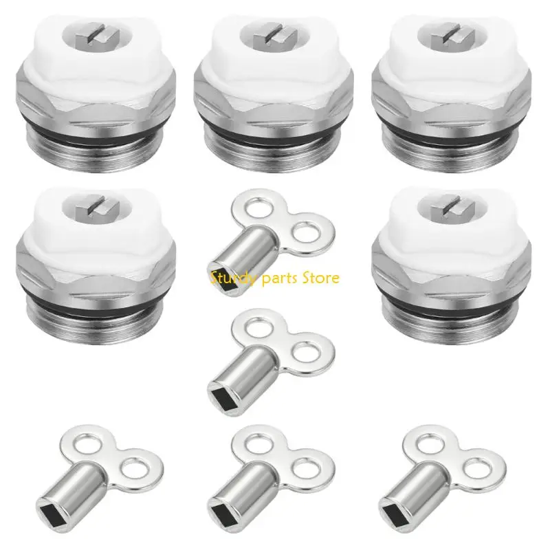 

97QC 5Pcs 1/2inch Radiator Bleed Valves with Male Thread Manual Radiator Air Vent Plugs Valves Maintenance Adjusting Tool